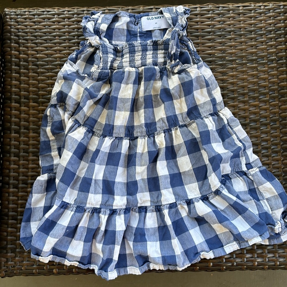 Toddler girls blue checkered dress 3T Old Navy